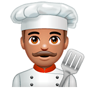 Émoji 👨🏽‍🍳 Cuisinier : Peau Légèrement Mate sur WhatsApp 2.22.8.79.