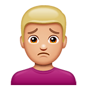 Emoji 🙍🏼‍♂️ Uomo Corrucciato: Carnagione Abbastanza Chiara su WhatsApp 2.22.8.79.