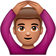 🙆🏽‍♂️ Emoji Mann mit Händen auf dem Kopf: mittlere Hautfarbe WhatsApp 2.22.8.79.