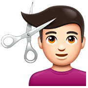 💇🏻‍♂️ Emoji Homem Cortando O Cabelo: Pele Clara na WhatsApp 2.22.8.79.