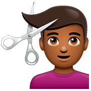 💇🏾‍♂️ Emoji Mann beim Haareschneiden: mitteldunkle Hautfarbe WhatsApp 2.22.8.79.