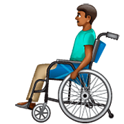 👨🏾‍🦽 Emoji Mann in manuellem Rollstuhl: mitteldunkle Hautfarbe WhatsApp 2.22.8.79.