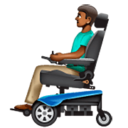 👨🏾‍🦼 Emoji Homem Em Cadeira De Rodas Motorizada: Pele Morena Escura na WhatsApp 2.22.8.79.