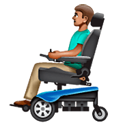 👨🏽‍🦼 Emoji Mann in elektrischem Rollstuhl: mittlere Hautfarbe WhatsApp 2.22.8.79.