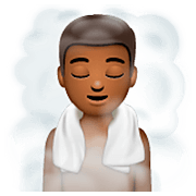 🧖🏾‍♂️ Emoji Hombre En Una Sauna: Tono De Piel Oscuro Medio en WhatsApp 2.22.8.79.