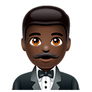 Emoji 🤵🏿‍♂️ Uomo in smoking: tonalità nera della pelle su WhatsApp 2.22.8.79.