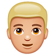 Emoji 👱🏼‍♂️ Uomo Biondo: Carnagione Abbastanza Chiara su WhatsApp 2.22.8.79.