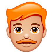 👨🏼‍🦰 Emoji Mann: mittelhelle Hautfarbe, rotes Haar WhatsApp 2.22.8.79.