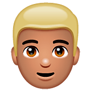 👱🏽‍♂️ Emoji Mann: mittlere Hautfarbe, blond WhatsApp 2.22.8.79.