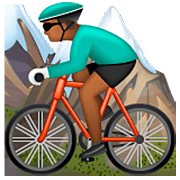 🚵🏾‍♂️ Emoji Homem Fazendo Mountain Bike: Pele Morena Escura na WhatsApp 2.22.8.79.
