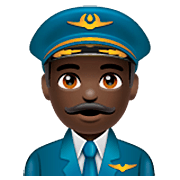 👨🏿‍✈️ Emoji Piloto De Avião Homem: Pele Escura na WhatsApp 2.22.8.79.