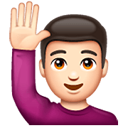 Emoji 🙋🏻‍♂️ Uomo Con Mano Alzata: Carnagione Chiara su WhatsApp 2.22.8.79.