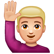 🙋🏼‍♂️ Emoji Hombre Con La Mano Levantada: Tono De Piel Claro Medio en WhatsApp 2.22.8.79.
