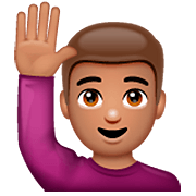 Emoji 🙋🏽‍♂️ Uomo Con Mano Alzata: Carnagione Olivastra su WhatsApp 2.22.8.79.
