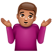 Emoji 🤷🏽‍♂️ Uomo Che Scrolla Le Spalle: Carnagione Olivastra su WhatsApp 2.22.8.79.