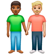 👨🏾‍🤝‍👨🏼 Emoji händchenhaltende Männer: mitteldunkle Hautfarbe, mittelhelle Hautfarbe WhatsApp 2.22.8.79.