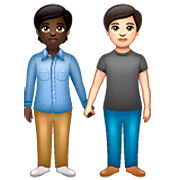 🧑🏿‍🤝‍🧑🏻 Emoji sich an den Händen haltende Personen: dunkle Hautfarbe, helle Hautfarbe WhatsApp 2.22.8.79.