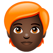 🧑🏿‍🦰 Emoji Erwachsener: dunkle Hautfarbe, rotes Haar WhatsApp 2.22.8.79.