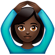 🙆🏿 Emoji Person mit Händen auf dem Kopf: dunkle Hautfarbe WhatsApp 2.22.8.79.