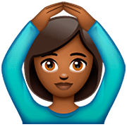 🙆🏾 Emoji Person mit Händen auf dem Kopf: mitteldunkle Hautfarbe WhatsApp 2.22.8.79.