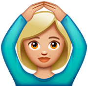 🙆🏼 Emoji Person mit Händen auf dem Kopf: mittelhelle Hautfarbe WhatsApp 2.22.8.79.