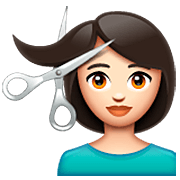 Émoji 💇🏻 Personne Qui Se Fait Couper Les Cheveux : Peau Claire sur WhatsApp 2.22.8.79.
