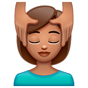 💆🏽 Emoji Person, die eine Kopfmassage bekommt: mittlere Hautfarbe WhatsApp 2.22.8.79.