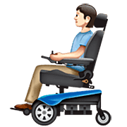 🧑🏻‍🦼 Emoji Person in motorisiertem Rollstuhl: helle Hautfarbe WhatsApp 2.22.8.79.