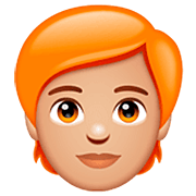 🧑🏼‍🦰 Emoji Erwachsener: mittelhelle Hautfarbe, rotes Haar WhatsApp 2.22.8.79.