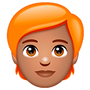 Émoji 🧑🏽‍🦰 Adulte : Peau Légèrement Mate Et Cheveux Roux sur WhatsApp 2.22.8.79.
