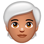 Émoji 🧑🏽‍🦳 Adulte : Peau Légèrement Mate Et Cheveux Blancs sur WhatsApp 2.22.8.79.