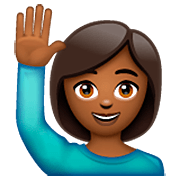 Emoji 🙋🏾 Persona Con Mano Alzata: Carnagione Abbastanza Scura su WhatsApp 2.22.8.79.