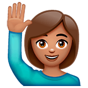🙋🏽 Emoji Person mit erhobenem Arm: mittlere Hautfarbe WhatsApp 2.22.8.79.