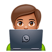 Emoji 🧑🏽‍💻 Persona Esperta Di Tecnologia: Carnagione Olivastra su WhatsApp 2.22.8.79.