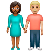 Emoji 👩🏾‍🤝‍👨🏼 Uomo E Donna Che Si Tengono Per Mano: Carnagione Abbastanza Scura E Carnagione Abbastanza Chiara su WhatsApp 2.22.8.79.