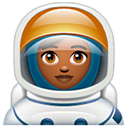 👩🏾‍🚀 Emoji Astronauta Mujer: Tono De Piel Oscuro Medio en WhatsApp 2.22.8.79.