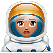 Emoji 👩🏽‍🚀 Astronauta Donna: Carnagione Olivastra su WhatsApp 2.22.8.79.