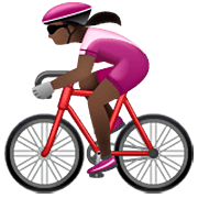 Emoji 🚴🏿‍♀️ Ciclista Donna: Carnagione Scura su WhatsApp 2.22.8.79.