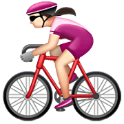 Émoji 🚴🏻‍♀️ Cycliste Femme : Peau Claire sur WhatsApp 2.22.8.79.
