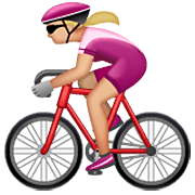 Emoji 🚴🏼‍♀️ Ciclista Donna: Carnagione Abbastanza Chiara su WhatsApp 2.22.8.79.