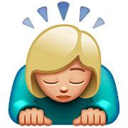 🙇🏼‍♀️ Emoji Mujer Haciendo Una Reverencia: Tono De Piel Claro Medio en WhatsApp 2.22.8.79.