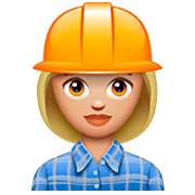 👷🏼‍♀️ Emoji Bauarbeiterin: mittelhelle Hautfarbe WhatsApp 2.22.8.79.