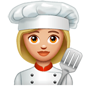 Émoji 👩🏼‍🍳 Cuisinière : Peau Moyennement Claire sur WhatsApp 2.22.8.79.