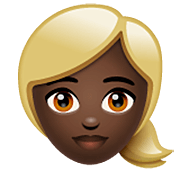 👱🏿‍♀️ Emoji Mujer Rubia: Tono De Piel Oscuro en WhatsApp 2.22.8.79.