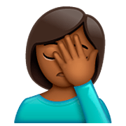 Emoji 🤦🏾‍♀️ Donna Esasperata: Carnagione Abbastanza Scura su WhatsApp 2.22.8.79.