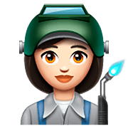 Emoji 👩🏻‍🏭 Operaia: Carnagione Chiara su WhatsApp 2.22.8.79.