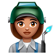 👩🏽‍🏭 Emoji Fabrikarbeiterin: mittlere Hautfarbe WhatsApp 2.22.8.79.