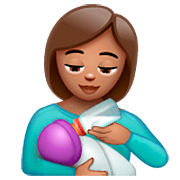Émoji 👩🏽‍🍼 Femme Allaitant Un Bébé : Peau Légèrement Mate sur WhatsApp 2.22.8.79.