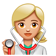 👩🏼‍⚕️ Emoji Profesional Sanitario Mujer: Tono De Piel Claro Medio en WhatsApp 2.22.8.79.