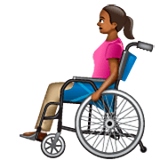 👩🏾‍🦽 Emoji Frau in manuellem Rollstuhl: mitteldunkle Hautfarbe WhatsApp 2.22.8.79.